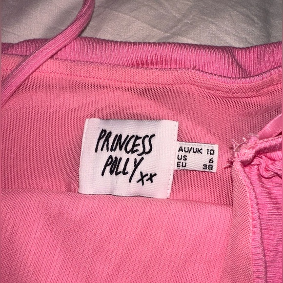 Princess Polly Pink Ribbed Ruched Bodycon One Shoulder Mini Dress Size 6 - Picture 3 of 5